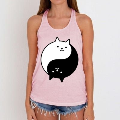 Cute Cats Yin Yang Yoga Zen Kitty Black And White Cat Gift Women's Knotted Racerback Tank