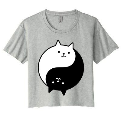 Cute Cats Yin Yang Yoga Zen Kitty Black And White Cat Gift Women's Crop Top Tee