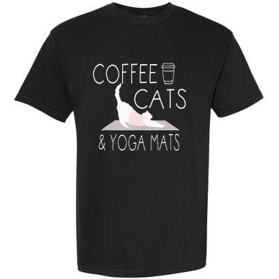 Coffee Cats & Yoga Mats Funny Gifts For Yoga Instructor Garment-Dyed Heavyweight T-Shirt