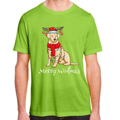 Christmas Cute Yellow Lab Dog Holiday Lights Merry Woofmas Gift Adult ChromaSoft Performance T-Shirt