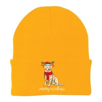 Christmas Cute Yellow Lab Dog Holiday Lights Merry Woofmas Gift Knit Cap Winter Beanie