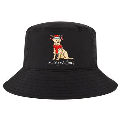 Christmas Cute Yellow Lab Dog Holiday Lights Merry Woofmas Gift Cool Comfort Performance Bucket Hat