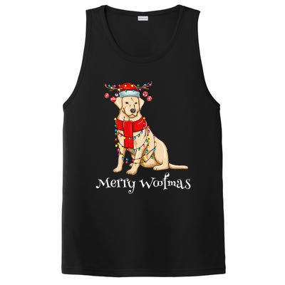 Christmas Cute Yellow Lab Dog Holiday Lights Merry Woofmas Gift PosiCharge Competitor Tank