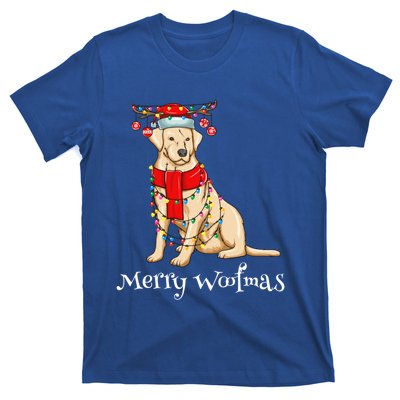 Christmas Cute Yellow Lab Dog Holiday Lights Merry Woofmas Gift T-Shirt