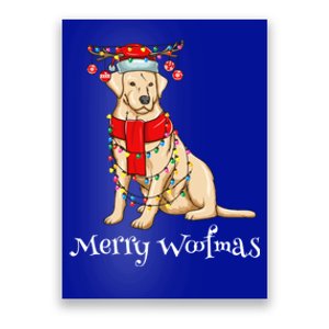 Christmas Cute Yellow Lab Dog Holiday Lights Merry Woofmas Gift Poster