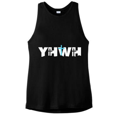 Christian Cross Yhwh Yahweh Jesus Resurrection Ladies PosiCharge Tri-Blend Wicking Tank