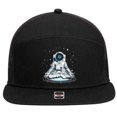 Cardano Cryptocurrency Yoga Space Astronaut 7 Panel Mesh Trucker Snapback Hat