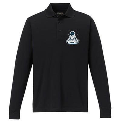 Cardano Cryptocurrency Yoga Space Astronaut Performance Long Sleeve Polo