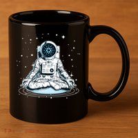 Cardano Cryptocurrency Yoga Space Astronaut 11oz C Handle Ceramic Mug