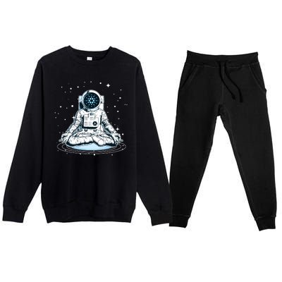 Cardano Cryptocurrency Yoga Space Astronaut Premium Crewneck Sweatsuit Set