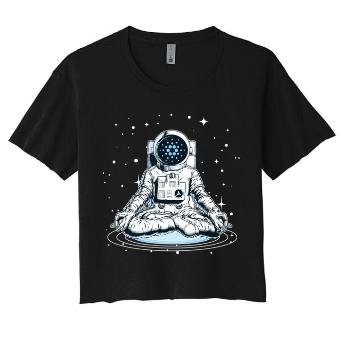Cardano Cryptocurrency Yoga Space Astronaut Women's Crop Top Tee