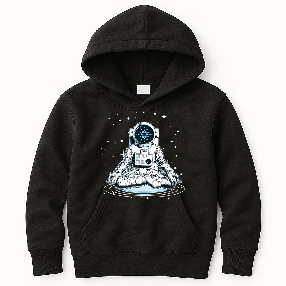 Cardano Cryptocurrency Yoga Space Astronaut Kids Hoodie