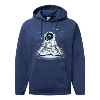 Cardano Cryptocurrency Yoga Space Astronaut Performance Fleece Hoodie