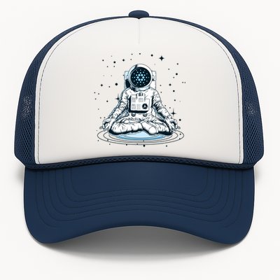 Cardano Cryptocurrency Yoga Space Astronaut Trucker Hat