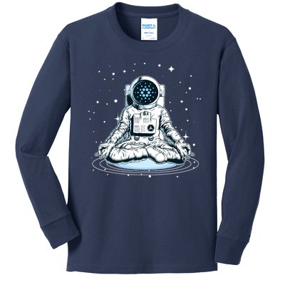 Cardano Cryptocurrency Yoga Space Astronaut Kids Long Sleeve Shirt