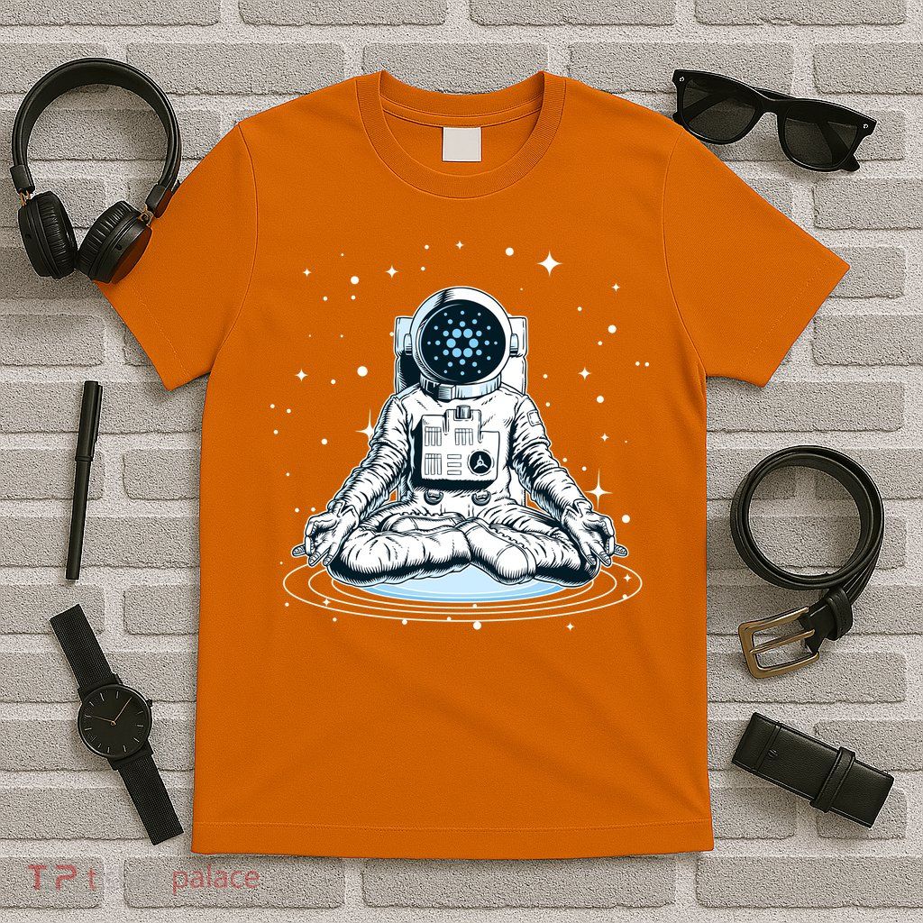 Cardano Cryptocurrency Yoga Space Astronaut T-Shirt