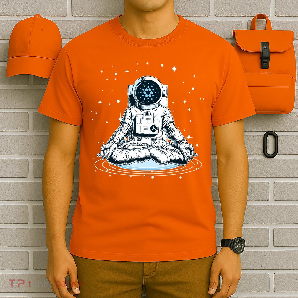 Cardano Cryptocurrency Yoga Space Astronaut T-Shirt