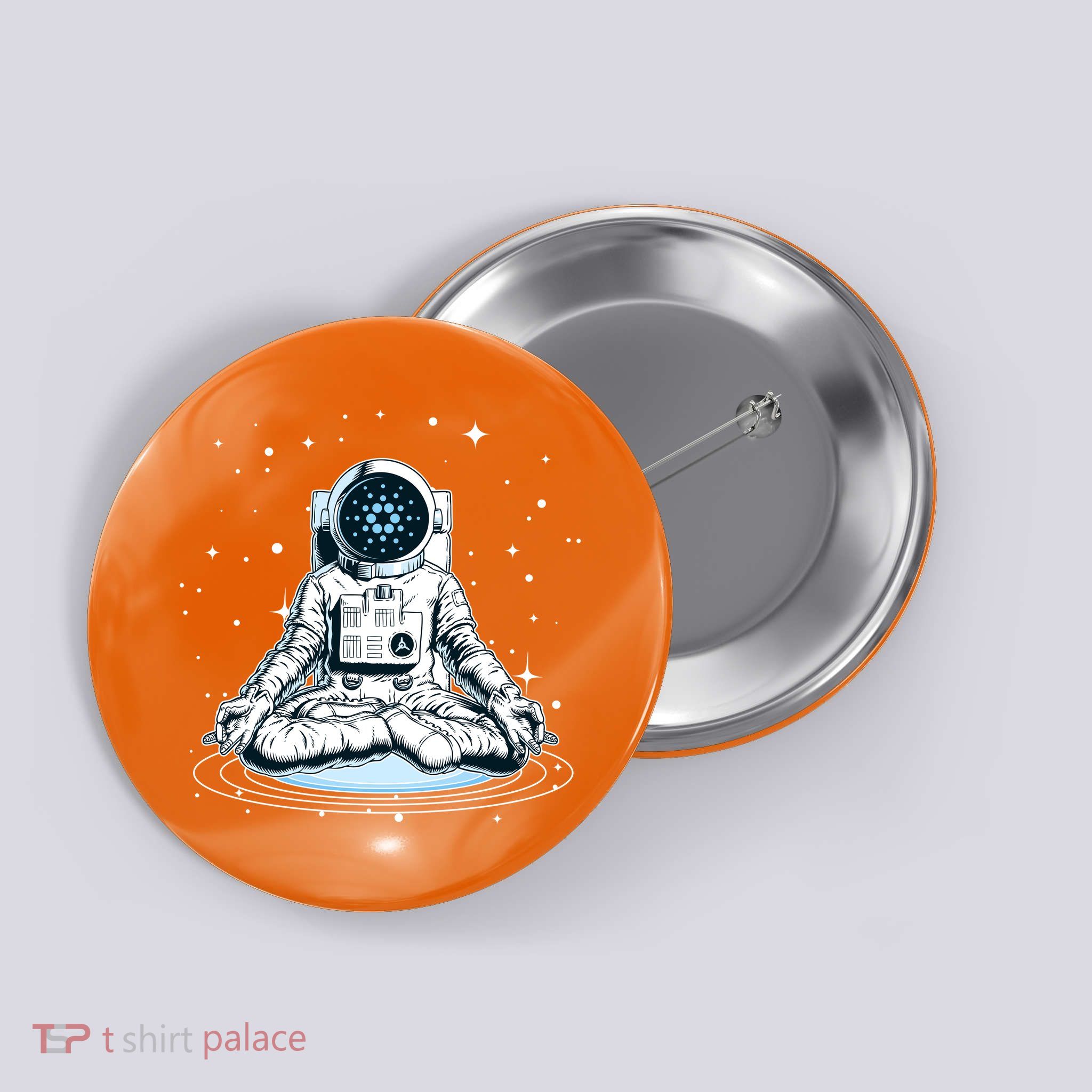 Cardano Cryptocurrency Yoga Space Astronaut Button