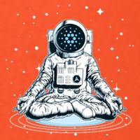 Cardano Cryptocurrency Yoga Space Astronaut Button
