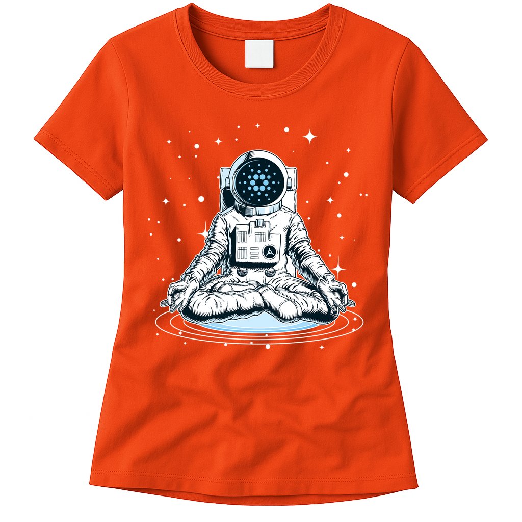 Cardano Cryptocurrency Yoga Space Astronaut Womens T-Shirt
