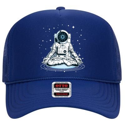 Cardano Cryptocurrency Yoga Space Astronaut High Crown Mesh Back Trucker Hat