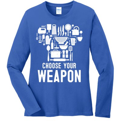 Chef Choose Your Weapon Funny Cook Kitchen Cooking Tools Gift Ladies Long Sleeve Shirt