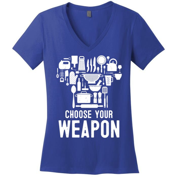 Chef Choose Your Weapon Funny Cook Kitchen Cooking Tools Gift Women's V-Neck T-Shirt