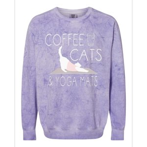 Coffee Cats & Yoga Mats Funny Gifts For Yoga Instructor Colorblast Crewneck Sweatshirt