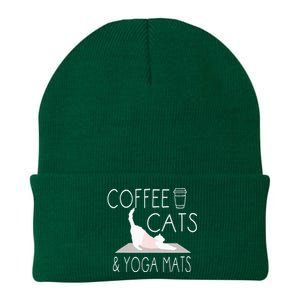 Coffee Cats & Yoga Mats Funny Gifts For Yoga Instructor Knit Cap Winter Beanie