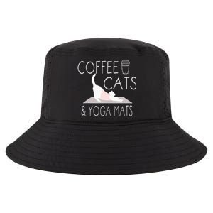 Coffee Cats & Yoga Mats Funny Gifts For Yoga Instructor Cool Comfort Performance Bucket Hat