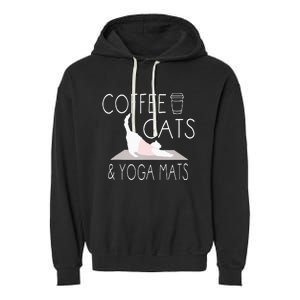 Coffee Cats & Yoga Mats Funny Gifts For Yoga Instructor Garment-Dyed Fleece Hoodie