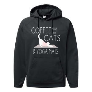 Coffee Cats & Yoga Mats Funny Gifts For Yoga Instructor Performance Fleece Hoodie