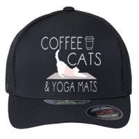 Coffee Cats & Yoga Mats Funny Gifts For Yoga Instructor Flexfit Unipanel Trucker Cap