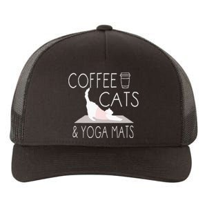 Coffee Cats & Yoga Mats Funny Gifts For Yoga Instructor Yupoong Adult 5-Panel Trucker Hat