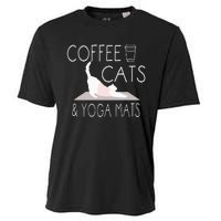 Coffee Cats & Yoga Mats Funny Gifts For Yoga Instructor Cooling Performance Crew T-Shirt