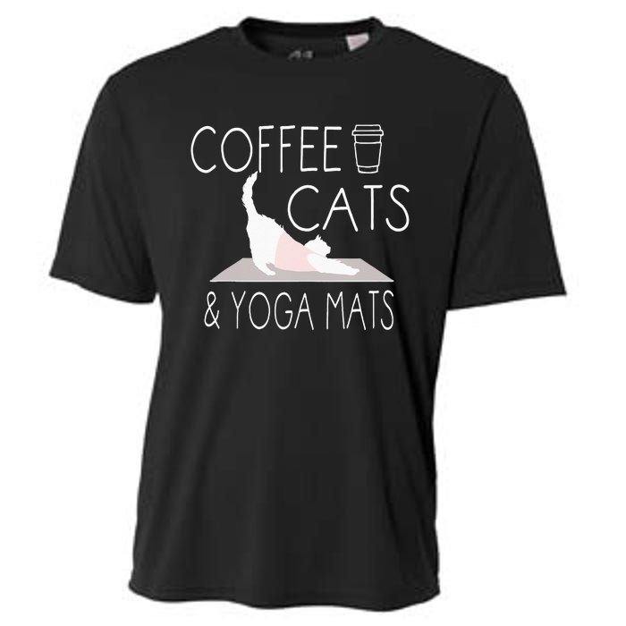 Coffee Cats & Yoga Mats Funny Gifts For Yoga Instructor Cooling Performance Crew T-Shirt