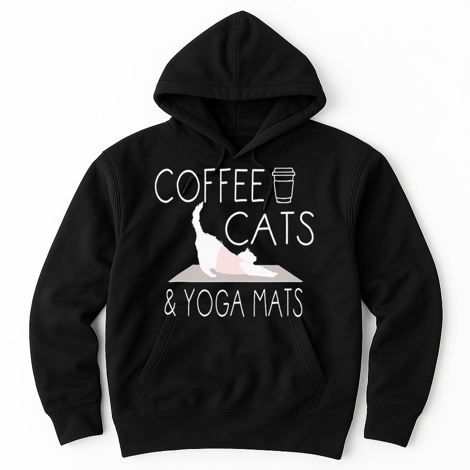 Coffee Cats & Yoga Mats Funny Gifts For Yoga Instructor Hoodie