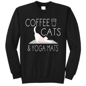 Coffee Cats & Yoga Mats Funny Gifts For Yoga Instructor Sweatshirt