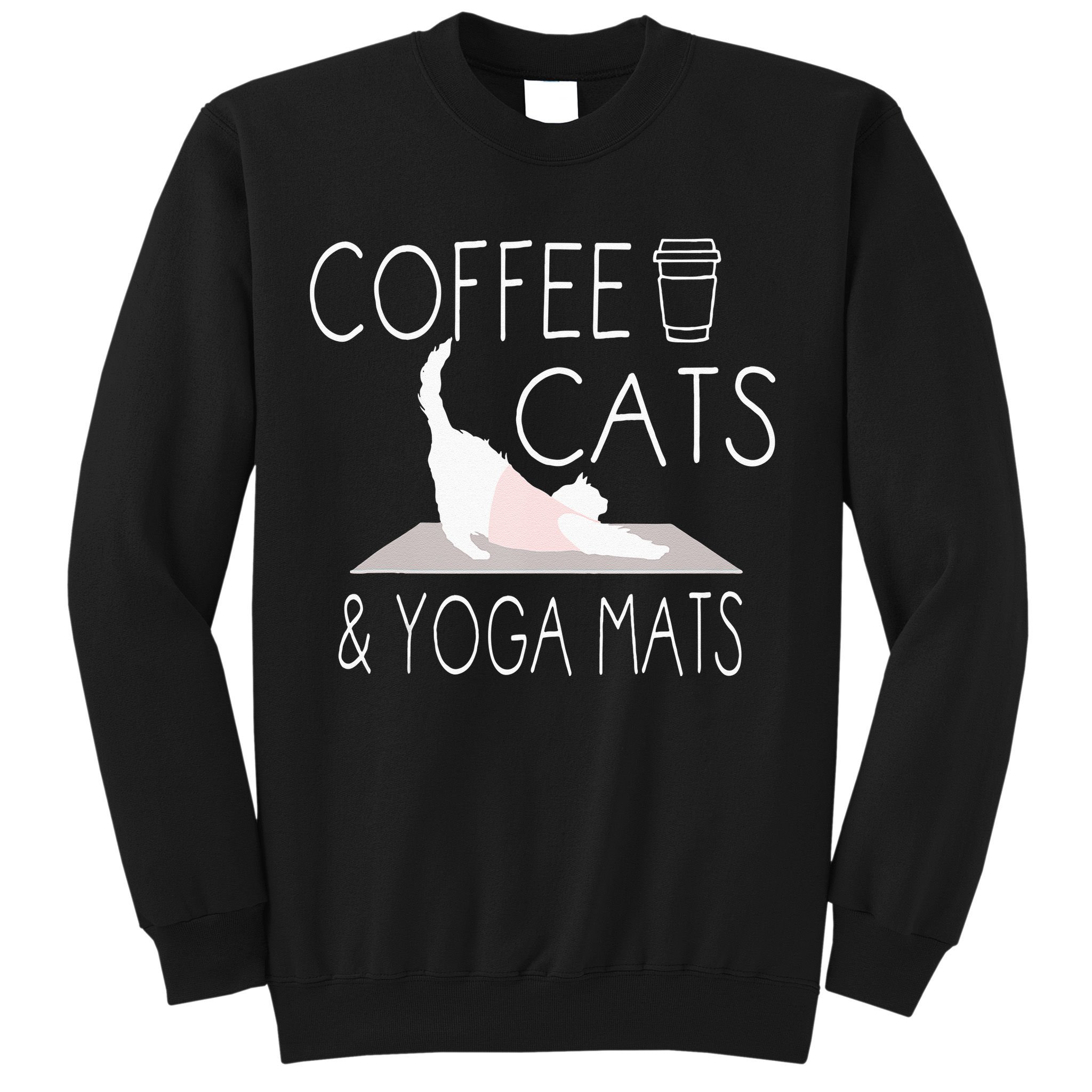 Coffee Cats & Yoga Mats Funny Gifts For Yoga Instructor Sweatshirt