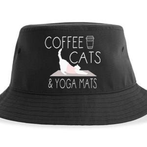 Coffee Cats & Yoga Mats Funny Gifts For Yoga Instructor Sustainable Bucket Hat