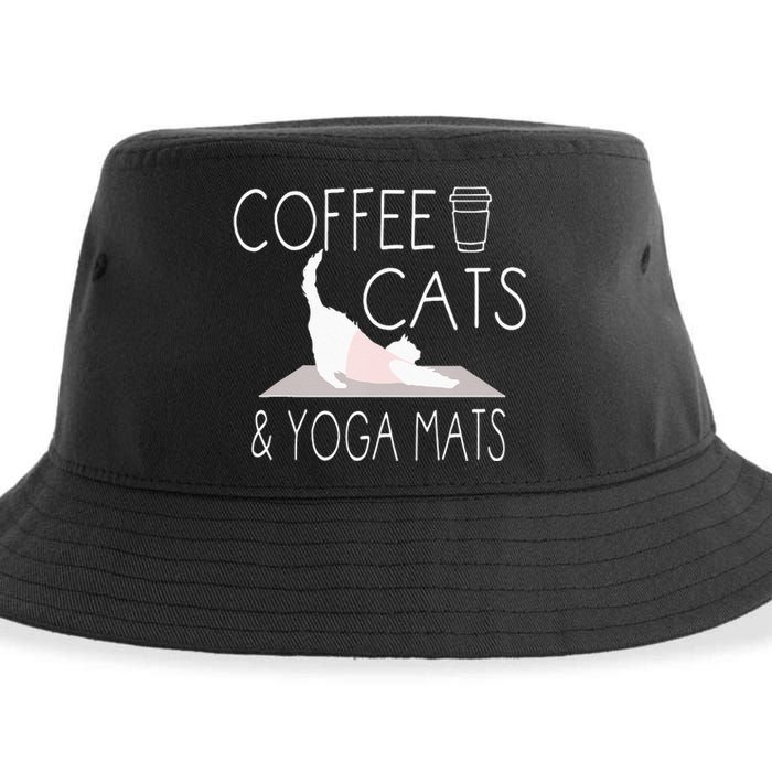 Coffee Cats & Yoga Mats Funny Gifts For Yoga Instructor Sustainable Bucket Hat