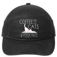 Coffee Cats & Yoga Mats Funny Gifts For Yoga Instructor 7-Panel Snapback Hat