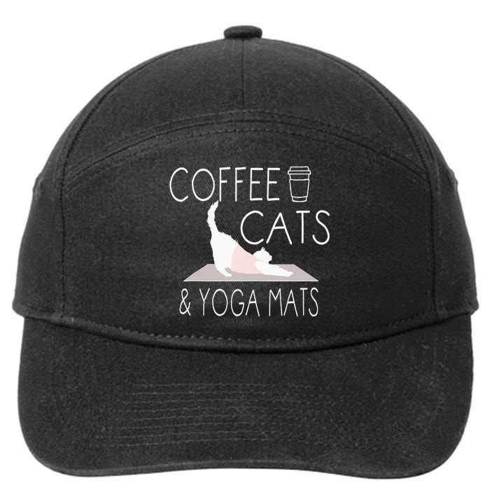 Coffee Cats & Yoga Mats Funny Gifts For Yoga Instructor 7-Panel Snapback Hat