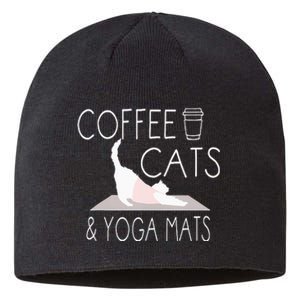 Coffee Cats & Yoga Mats Funny Gifts For Yoga Instructor Sustainable Beanie