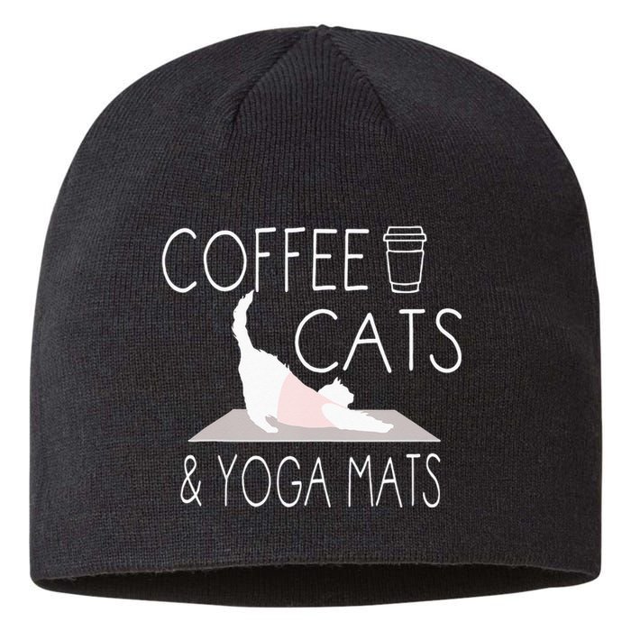 Coffee Cats & Yoga Mats Funny Gifts For Yoga Instructor Sustainable Beanie