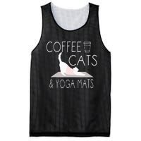 Coffee Cats & Yoga Mats Funny Gifts For Yoga Instructor Mesh Reversible Basketball Jersey Tank