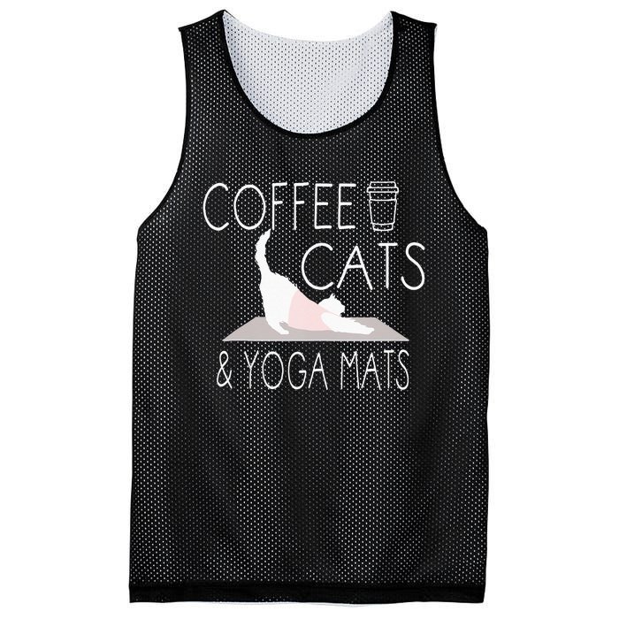 Coffee Cats & Yoga Mats Funny Gifts For Yoga Instructor Mesh Reversible Basketball Jersey Tank