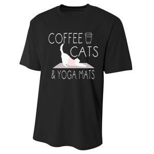 Coffee Cats & Yoga Mats Funny Gifts For Yoga Instructor Performance Sprint T-Shirt