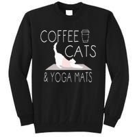 Coffee Cats & Yoga Mats Funny Gifts For Yoga Instructor Tall Sweatshirt