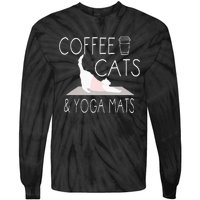 Coffee Cats & Yoga Mats Funny Gifts For Yoga Instructor Tie-Dye Long Sleeve Shirt